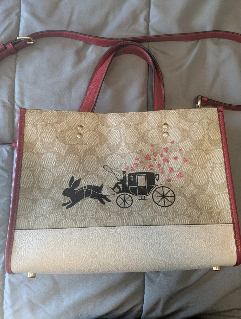 Coach Lunar New Year Dempsey Tote 22 Rabbit & Carriage Edition